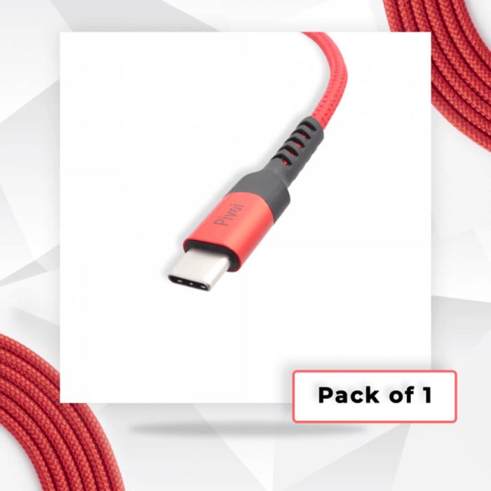 Pivoi Red USB 2.0 AM to Type C Cable (Pack of 1)